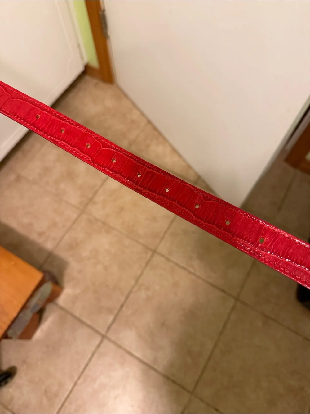 Noel Asmar Red Croc-Embossed Slim Belt